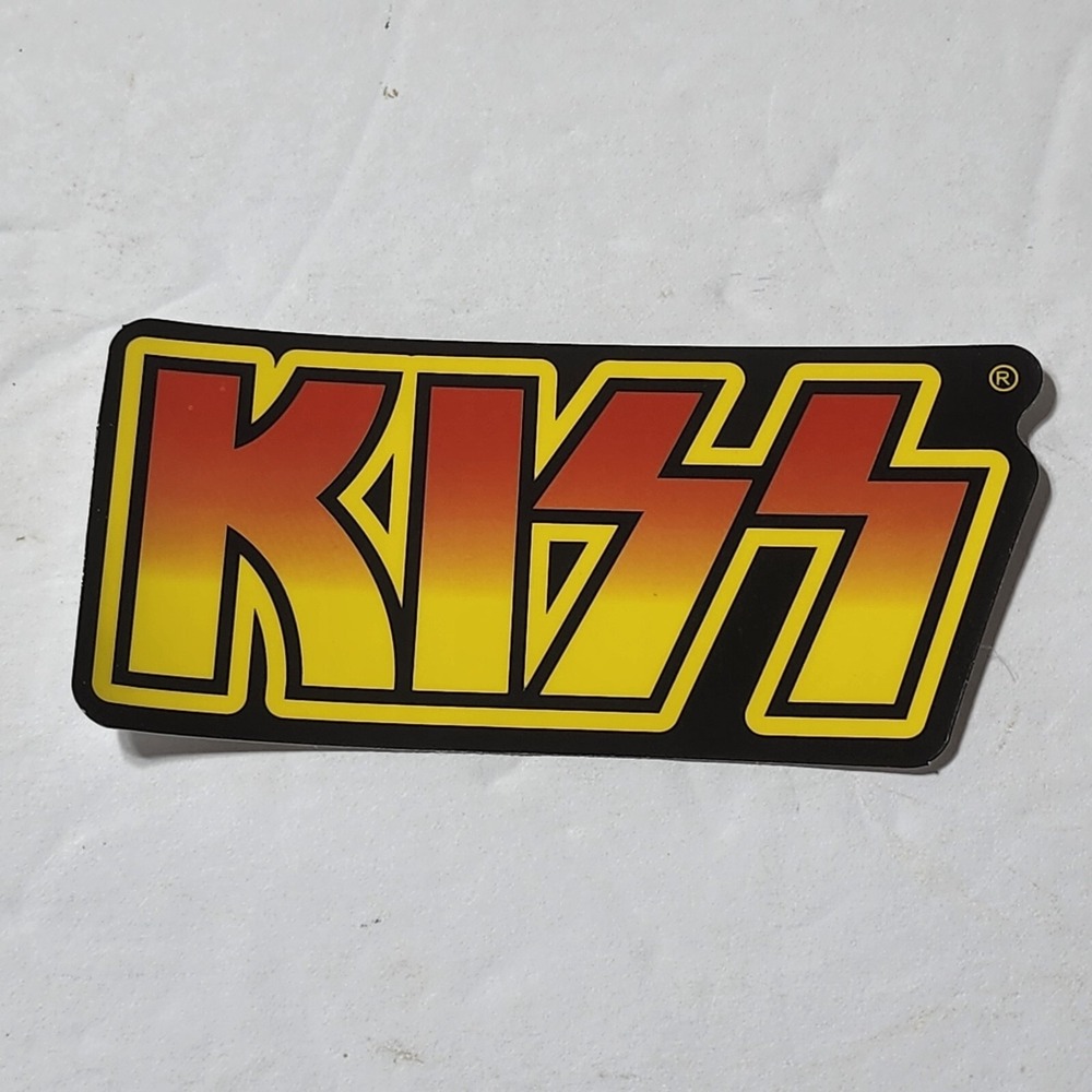 KISS Logo Yellow & Red Band Music Vinyl Sticker New 3 3/8"
